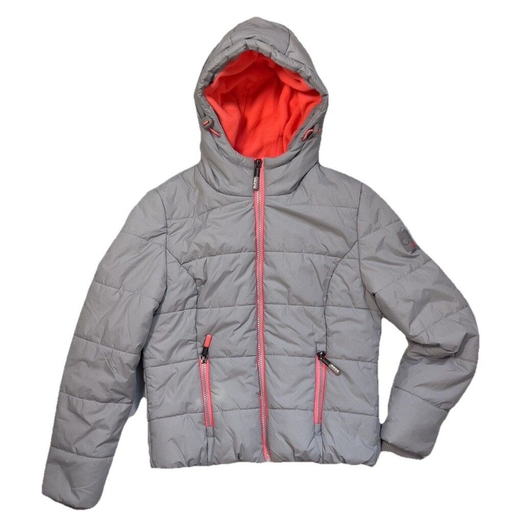 Superdry Sports Puffer Jacket Gray and Coral Coat Women's US Size Large